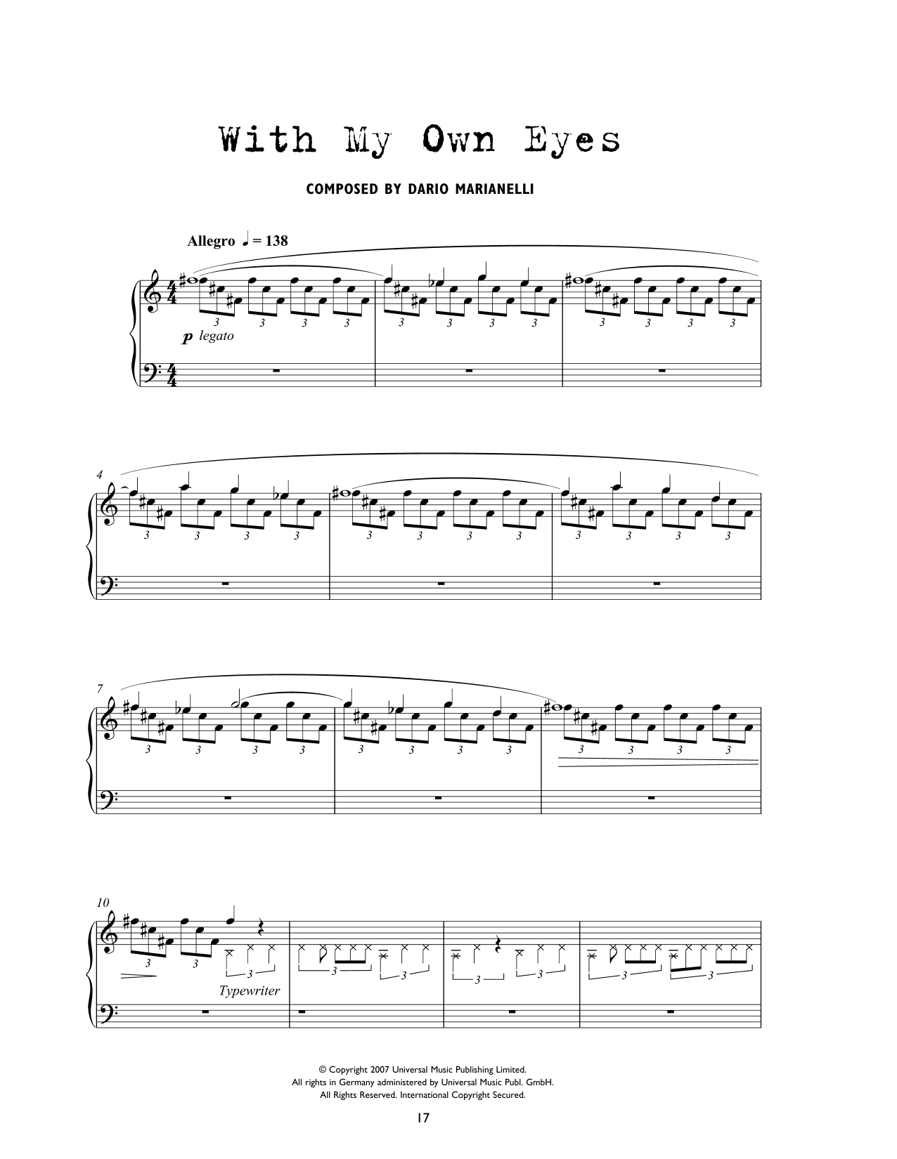 Download Dario Marianelli With My Own Eyes (from Atonement) Sheet Music and learn how to play Piano Solo PDF digital score in minutes