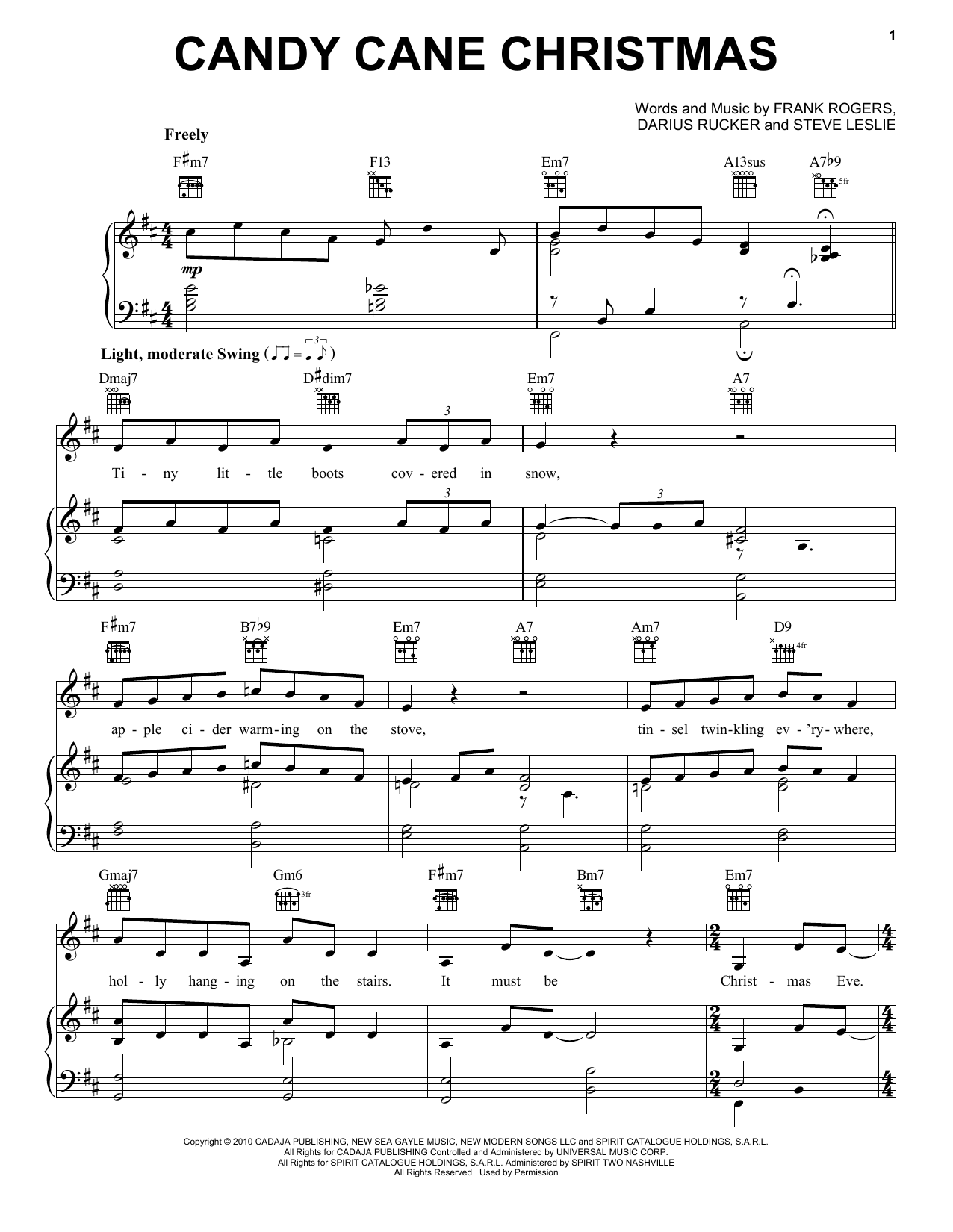 Download Darius Rucker Candy Cane Christmas Sheet Music and learn how to play Piano, Vocal & Guitar (Right-Hand Melody) PDF digital score in minutes