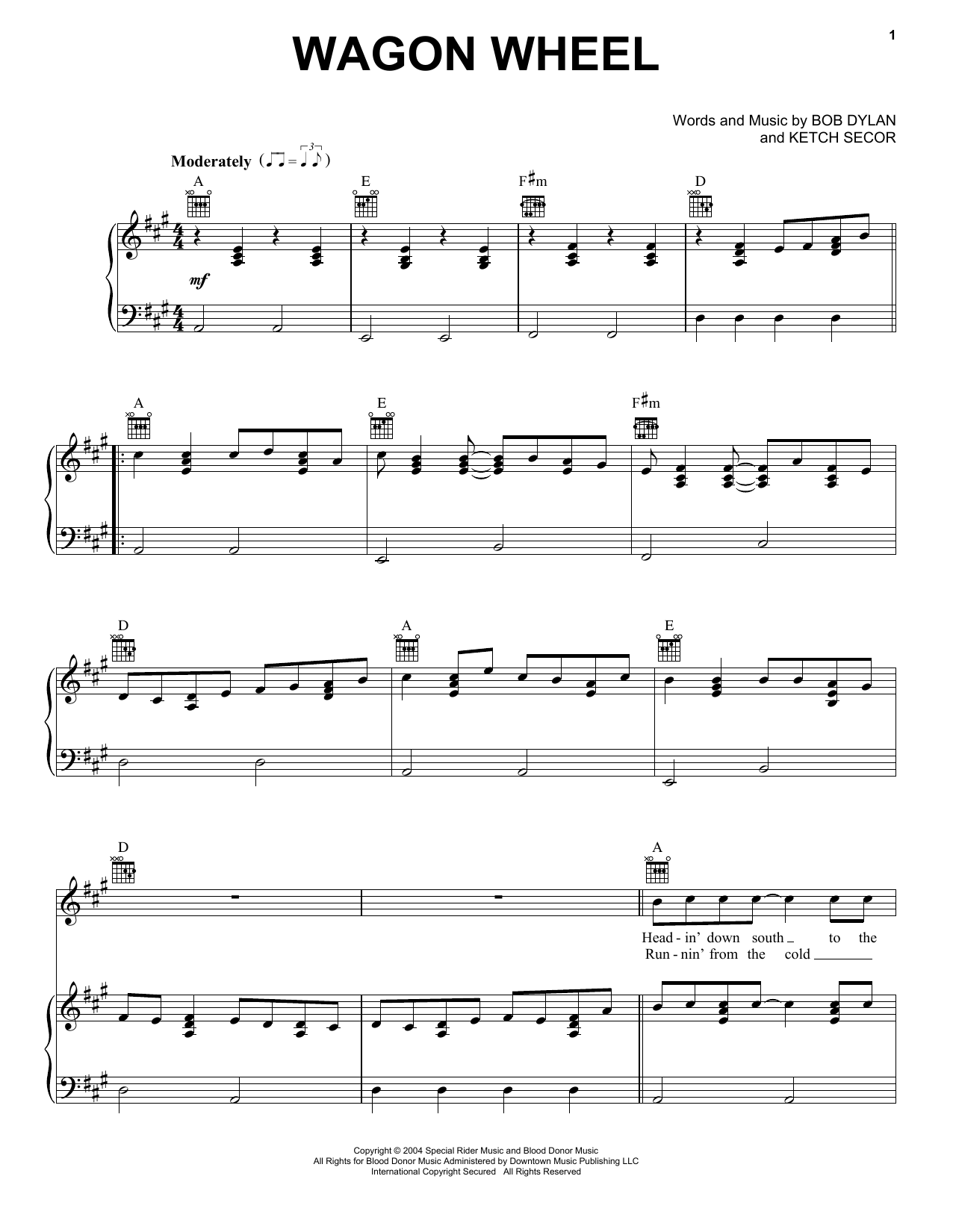 Download Darius Rucker Wagon Wheel Sheet Music and learn how to play Guitar Tab Play-Along PDF digital score in minutes