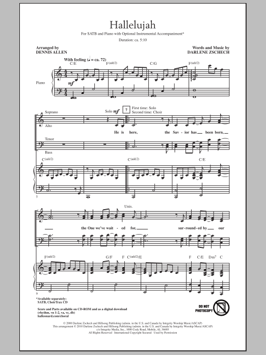 Download Darlene Zschech Hallelujah (arr. Dennis Allen) Sheet Music and learn how to play SATB Choir PDF digital score in minutes