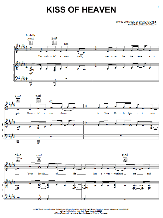 Download Darlene Zschech Kiss Of Heaven Sheet Music and learn how to play Piano, Vocal & Guitar (Right-Hand Melody) PDF digital score in minutes