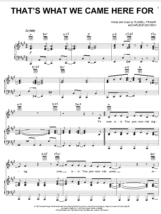 Download Darlene Zschech That's What We Came Here For Sheet Music and learn how to play Piano, Vocal & Guitar (Right-Hand Melody) PDF digital score in minutes