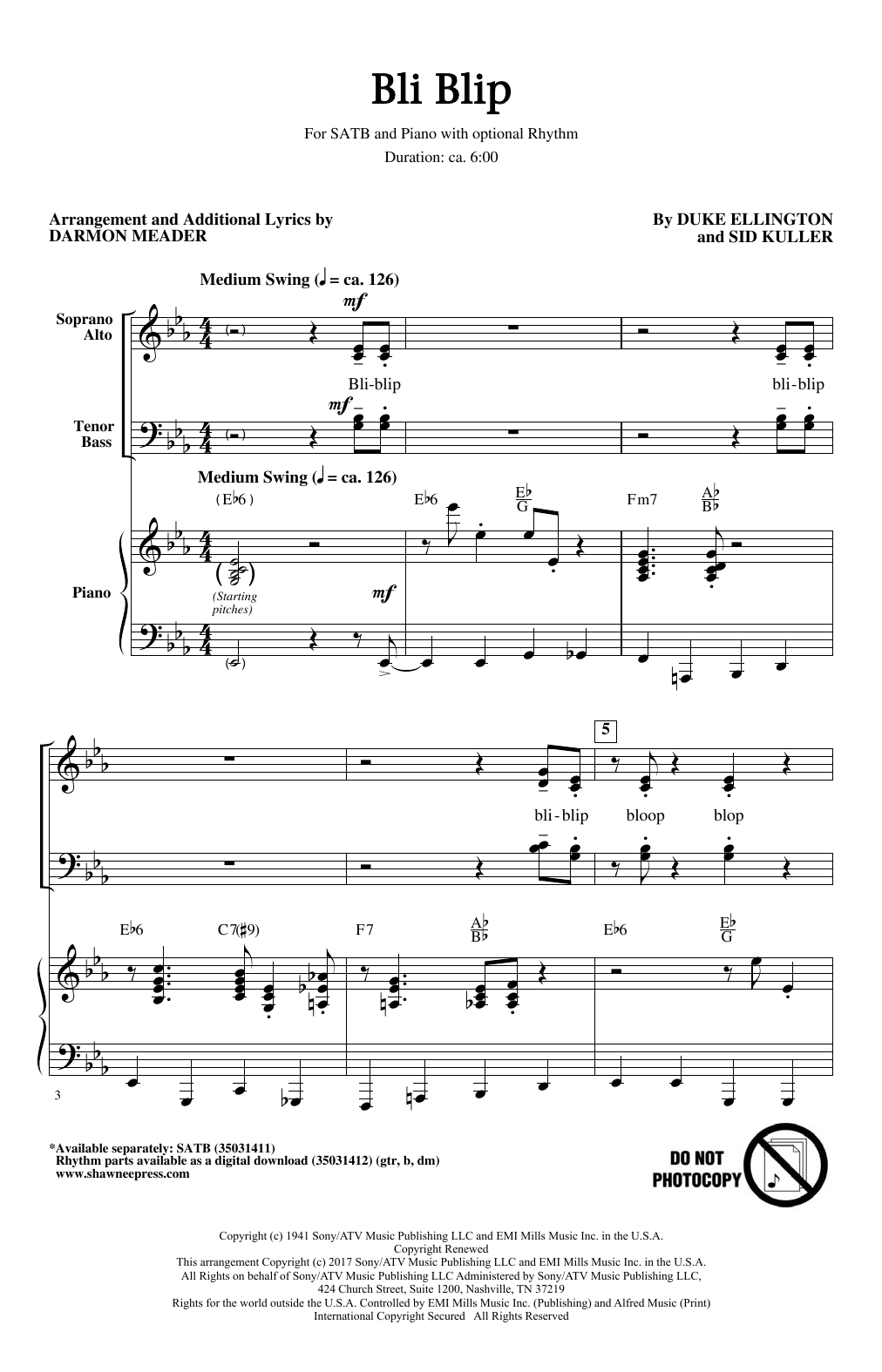 Download Darmon Meader Bli-Blip Sheet Music and learn how to play SATB PDF digital score in minutes