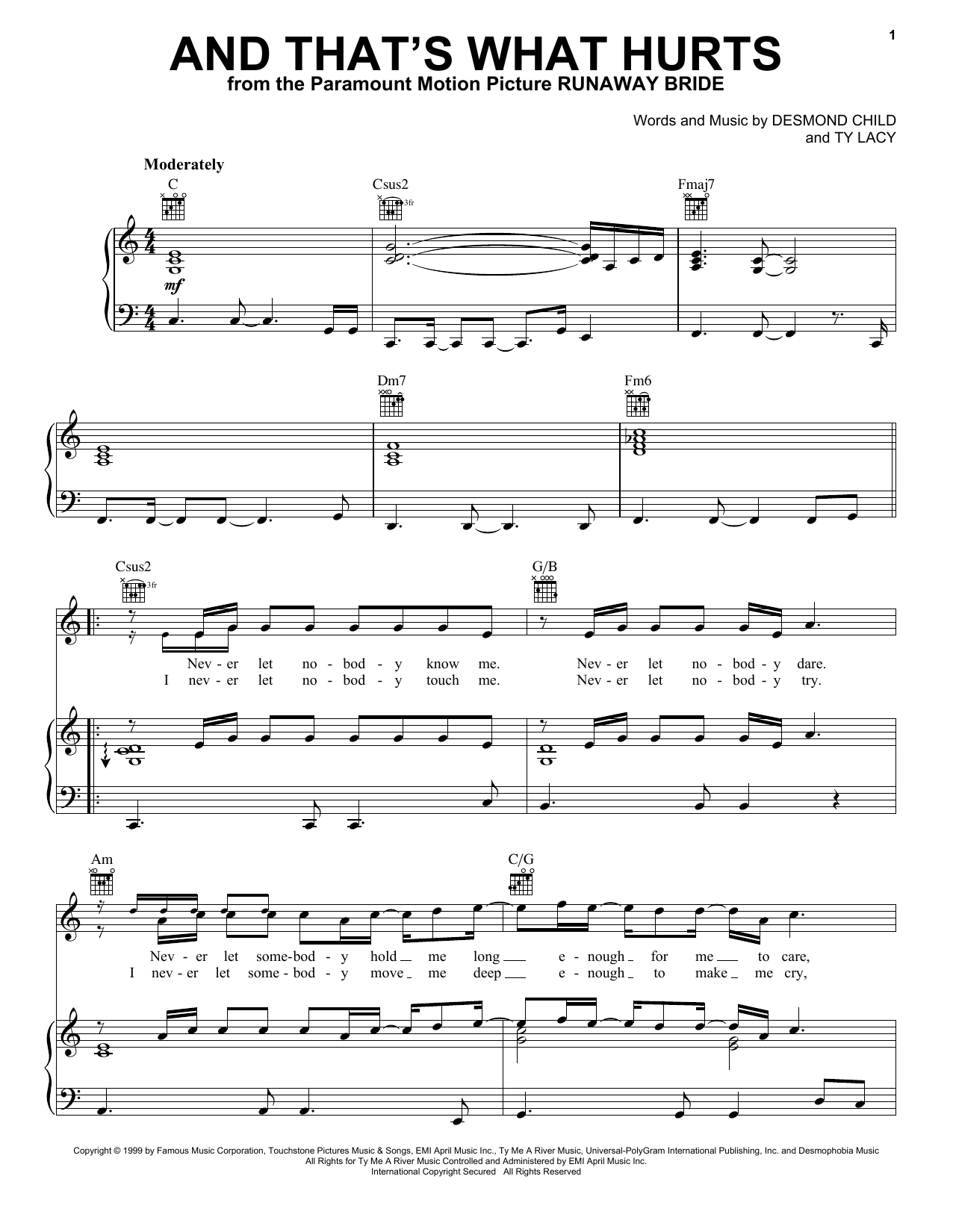 Download Daryl Hall and John Oates And That's What Hurts Sheet Music and learn how to play Piano, Vocal & Guitar Chords (Right-Hand Melody) PDF digital score in minutes