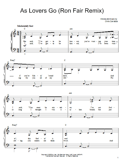 Download Dashboard Confessional As Lovers Go Sheet Music and learn how to play Easy Piano PDF digital score in minutes