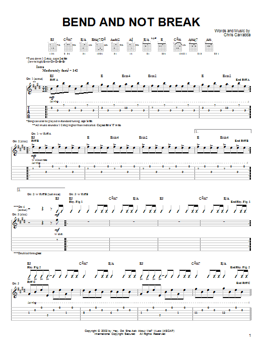 Download Dashboard Confessional Bend And Not Break Sheet Music and learn how to play Guitar Tab PDF digital score in minutes