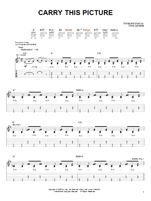 Download Dashboard Confessional Carry This Picture Sheet Music and learn how to play Guitar Tab PDF digital score in minutes