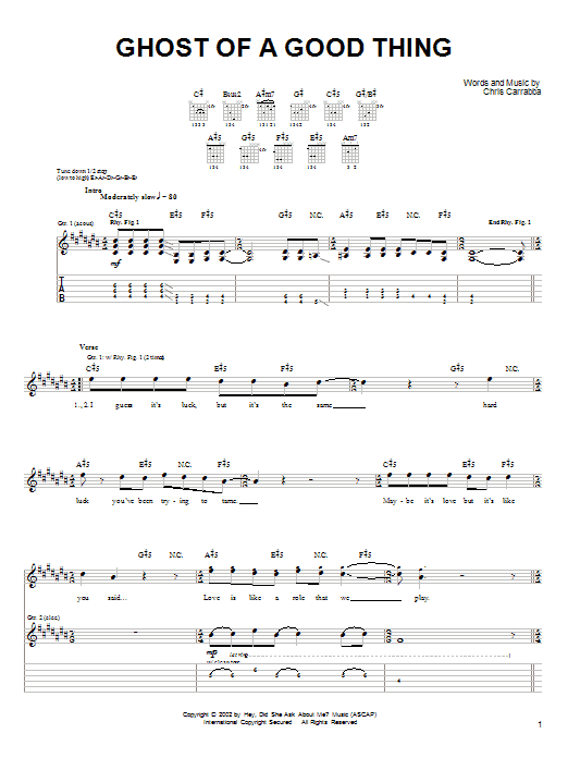 Download Dashboard Confessional Ghost Of A Good Thing Sheet Music and learn how to play Guitar Tab PDF digital score in minutes