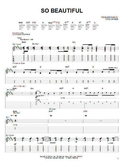 Download Dashboard Confessional So Beautiful Sheet Music and learn how to play Guitar Tab PDF digital score in minutes
