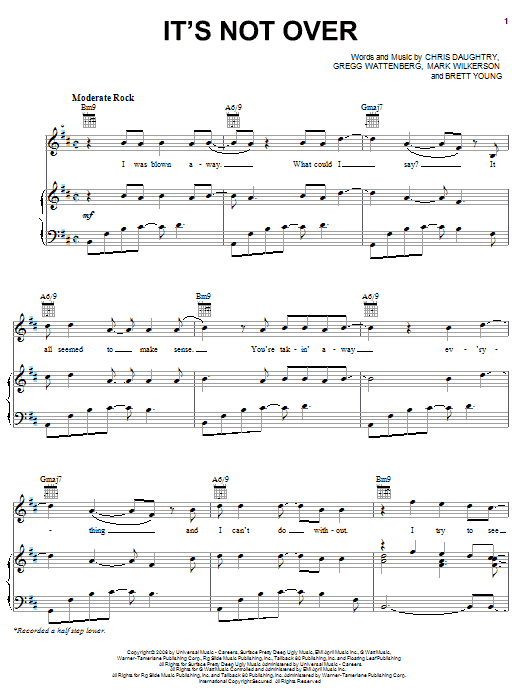 Download Daughtry It's Not Over Sheet Music and learn how to play Guitar Lead Sheet PDF digital score in minutes