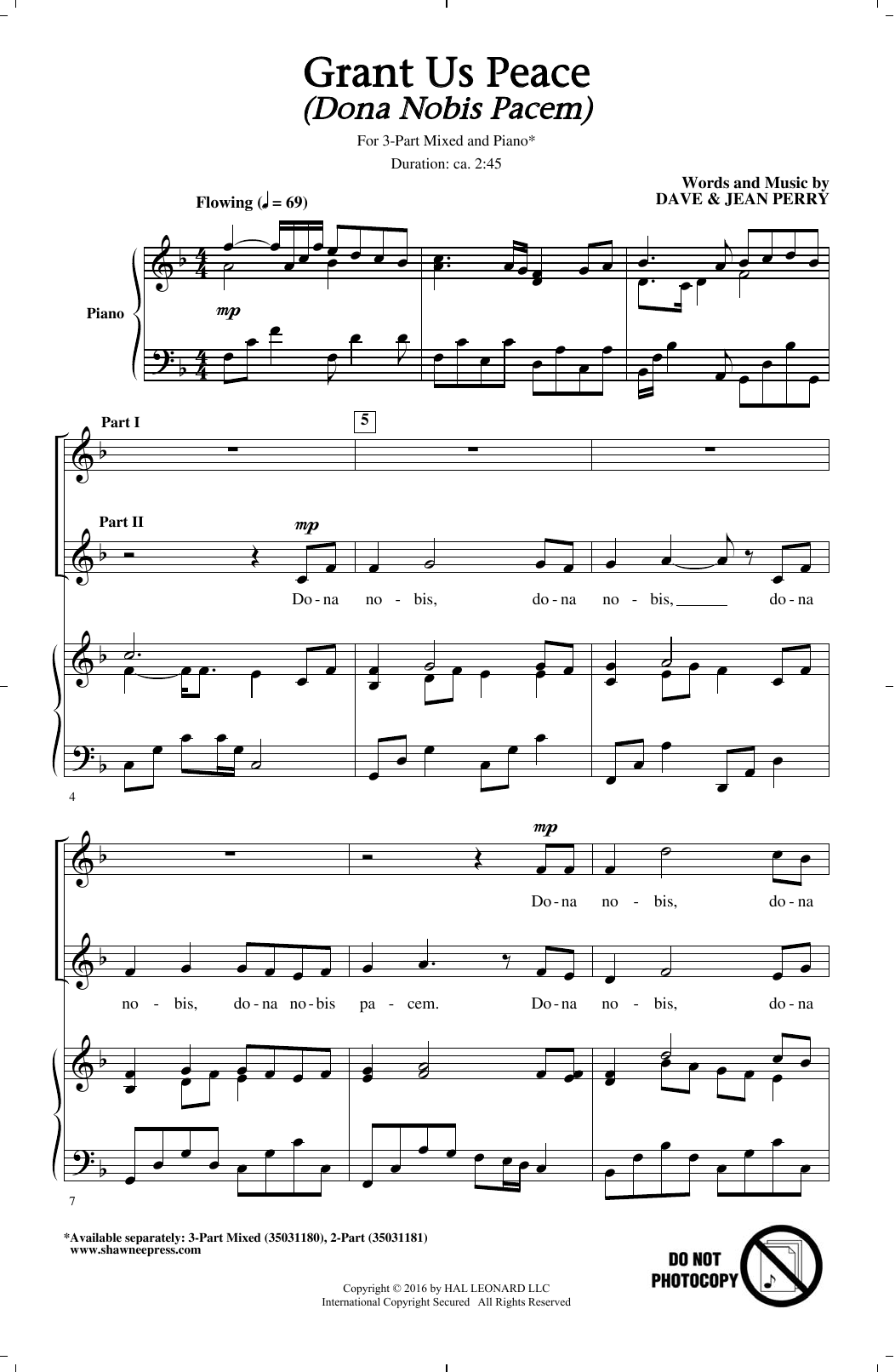 Download Dave and Jean Perry Grant Us Peace (Dona Nobis Pacem) Sheet Music and learn how to play 2-Part Choir PDF digital score in minutes