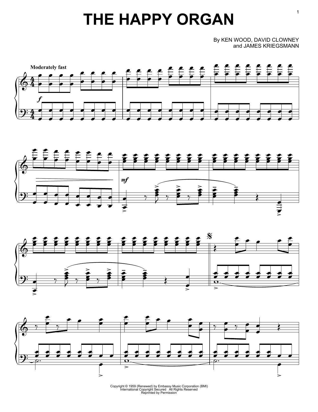 Download Dave Baby Corter The Happy Organ Sheet Music and learn how to play Keyboard Transcription PDF digital score in minutes