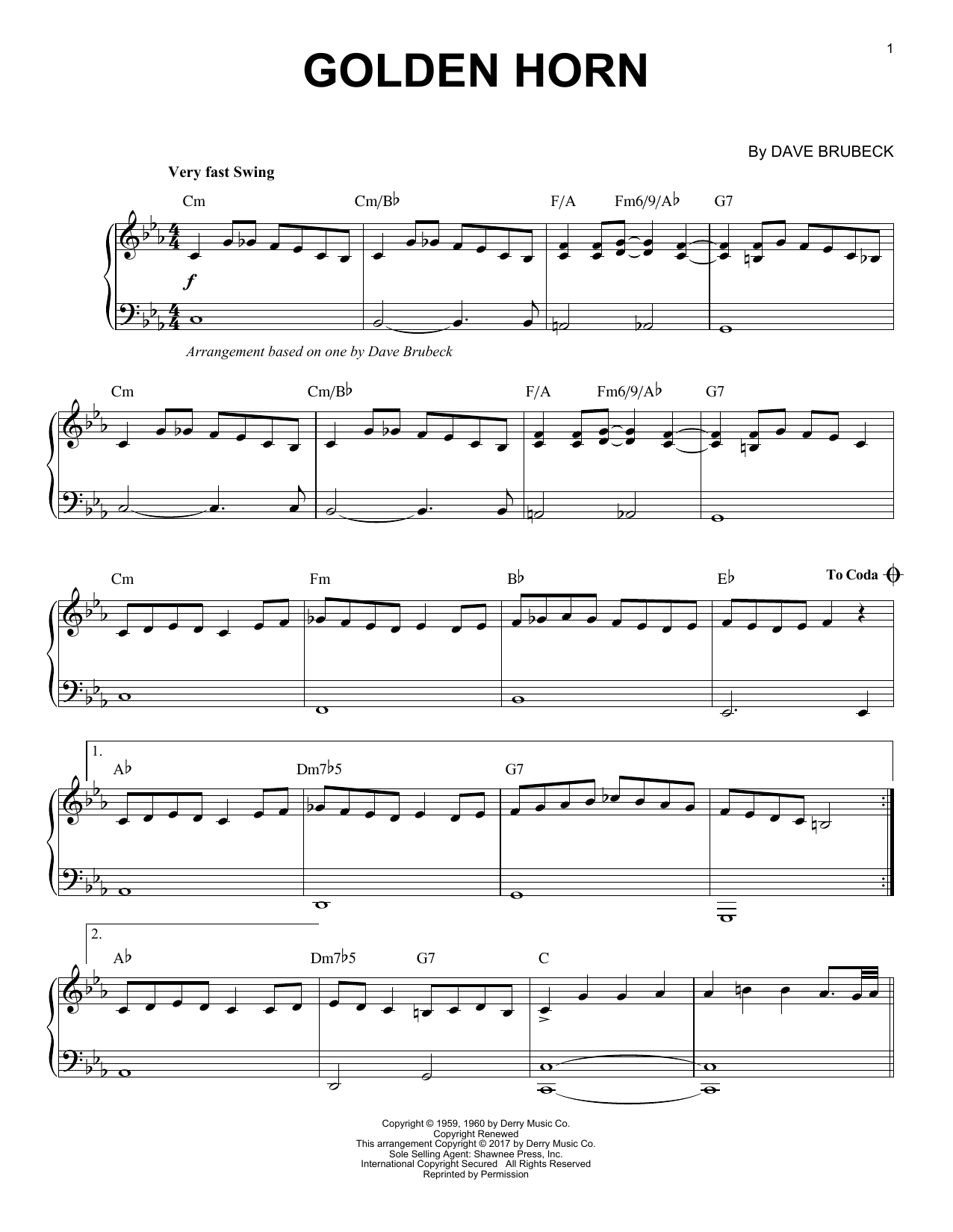 Download Dave Brubeck Golden Horn Sheet Music and learn how to play Piano PDF digital score in minutes