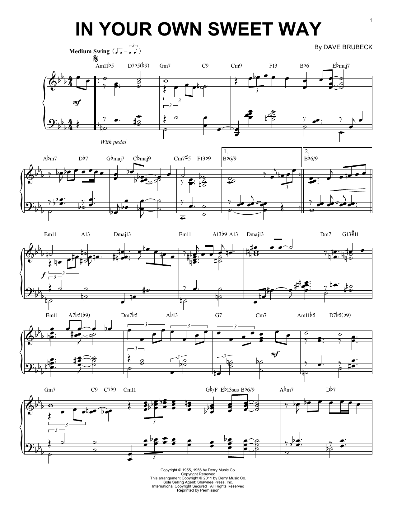 Download Dave Brubeck In Your Own Sweet Way Sheet Music and learn how to play Piano PDF digital score in minutes