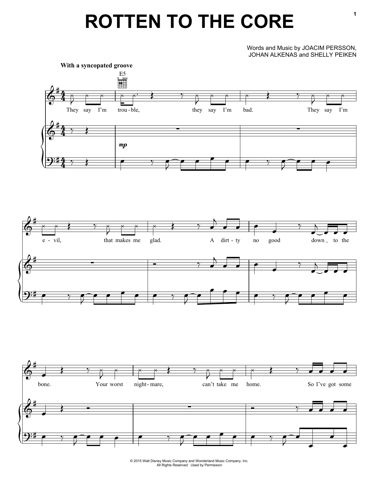 Download Dave Cameron, Cameron Boyce, Booboo Stewart, Sofia Carson Rotten To The Core Sheet Music and learn how to play Piano, Vocal & Guitar (Right-Hand Melody) PDF digital score in minutes