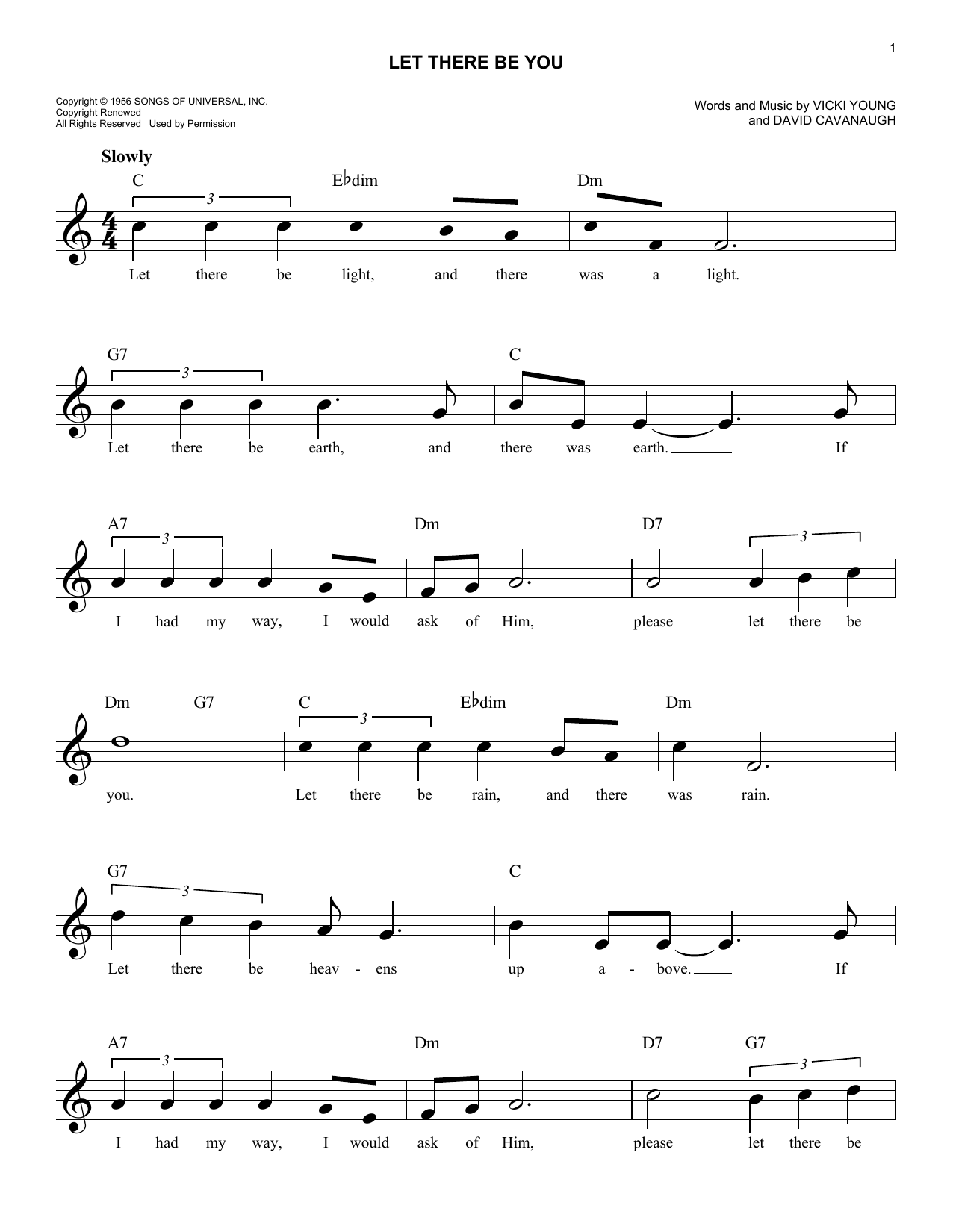 Download Dave Cavanaugh Let There Be You Sheet Music and learn how to play Melody Line, Lyrics & Chords PDF digital score in minutes
