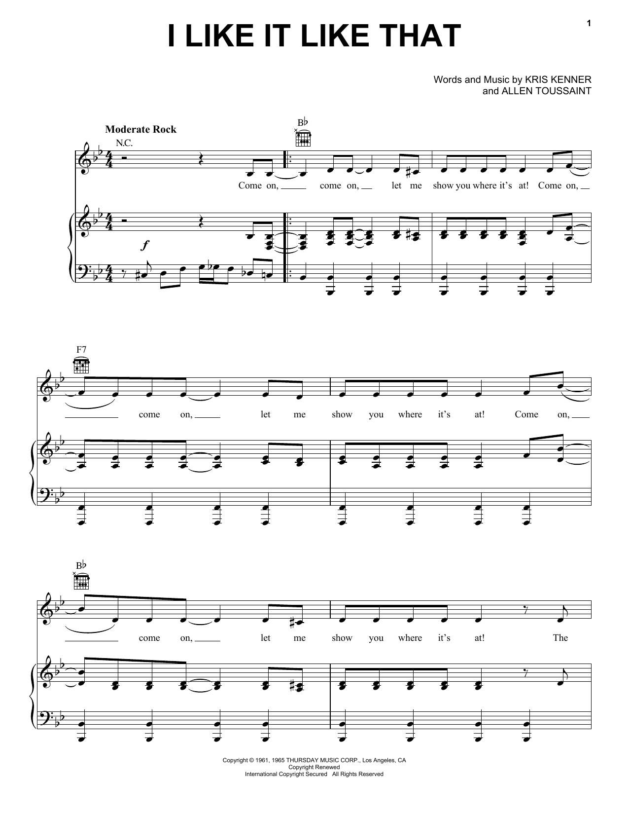 Download Dave Clark Five I Like It Like That Sheet Music and learn how to play Piano, Vocal & Guitar (Right-Hand Melody) PDF digital score in minutes