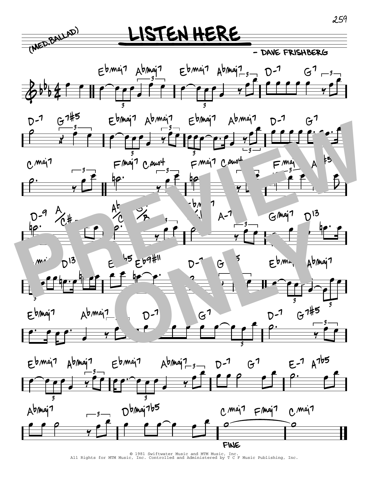 Download Dave Frishberg Listen Here Sheet Music and learn how to play Real Book – Melody & Chords PDF digital score in minutes