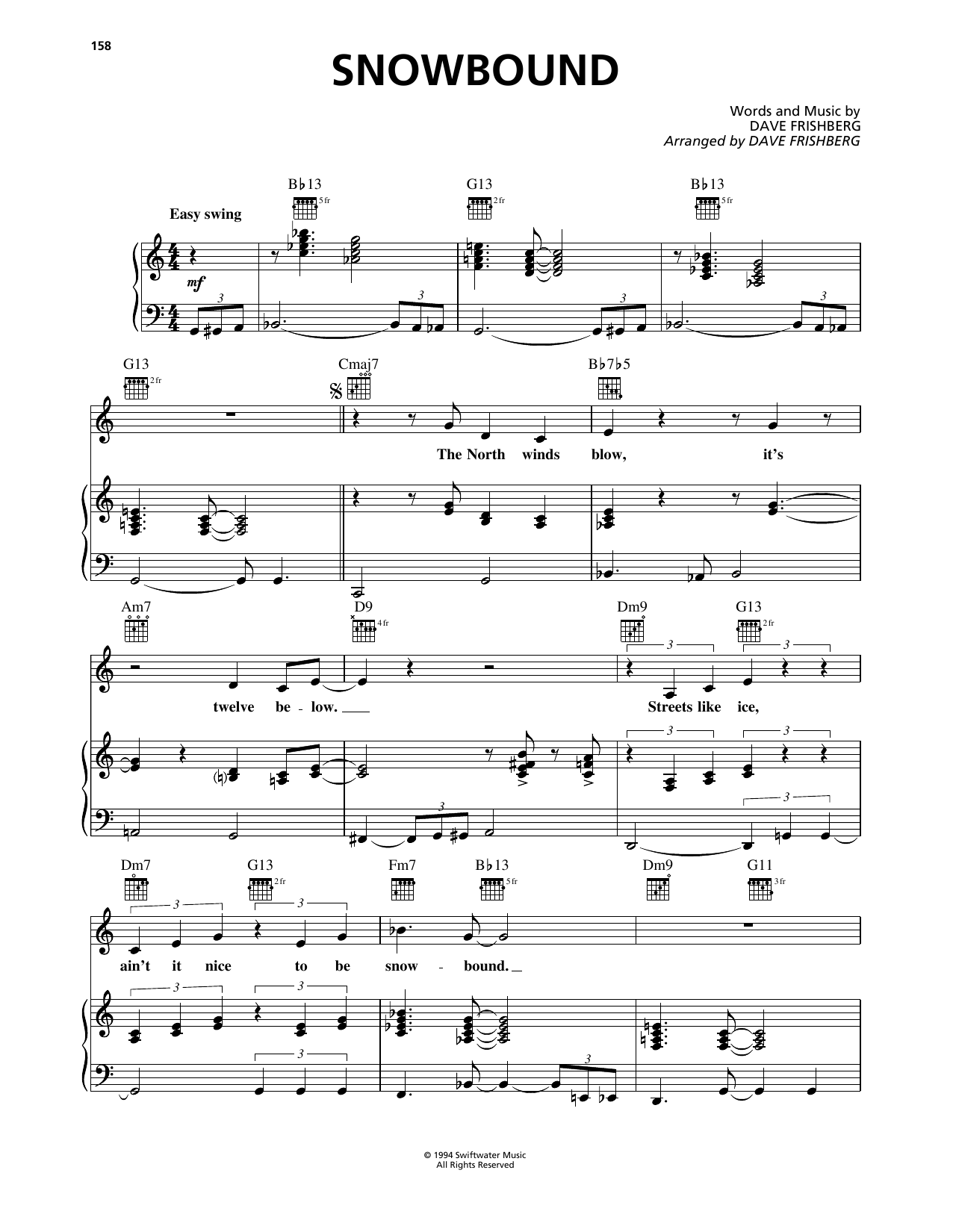 Download Dave Frishberg Snowbound Sheet Music and learn how to play Piano, Vocal & Guitar Chords (Right-Hand Melody) PDF digital score in minutes