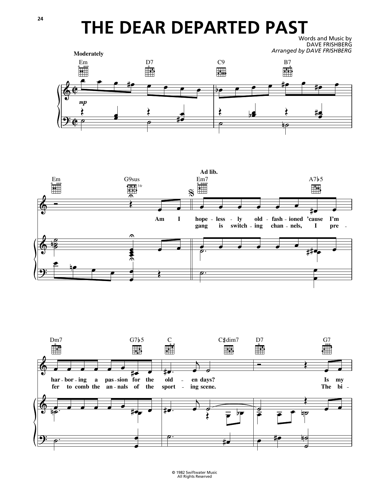 Download Dave Frishberg The Dear Departed Past Sheet Music and learn how to play Piano, Vocal & Guitar Chords (Right-Hand Melody) PDF digital score in minutes