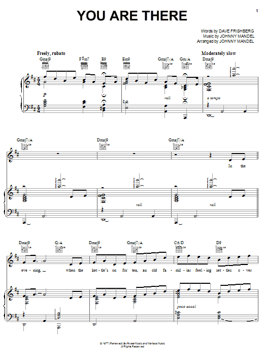 Download Dave Frishberg You Are There Sheet Music and learn how to play Piano, Vocal & Guitar (Right-Hand Melody) PDF digital score in minutes