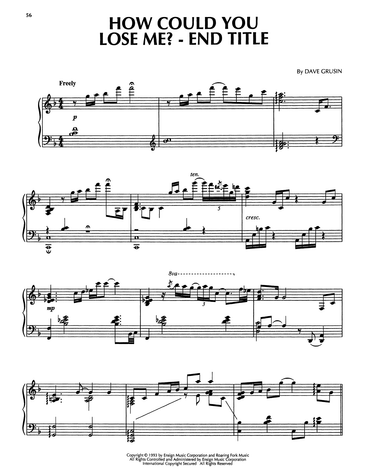 Download Dave Grusin How Could You Lose Me? - End Title (from The Firm) Sheet Music and learn how to play Piano Solo PDF digital score in minutes