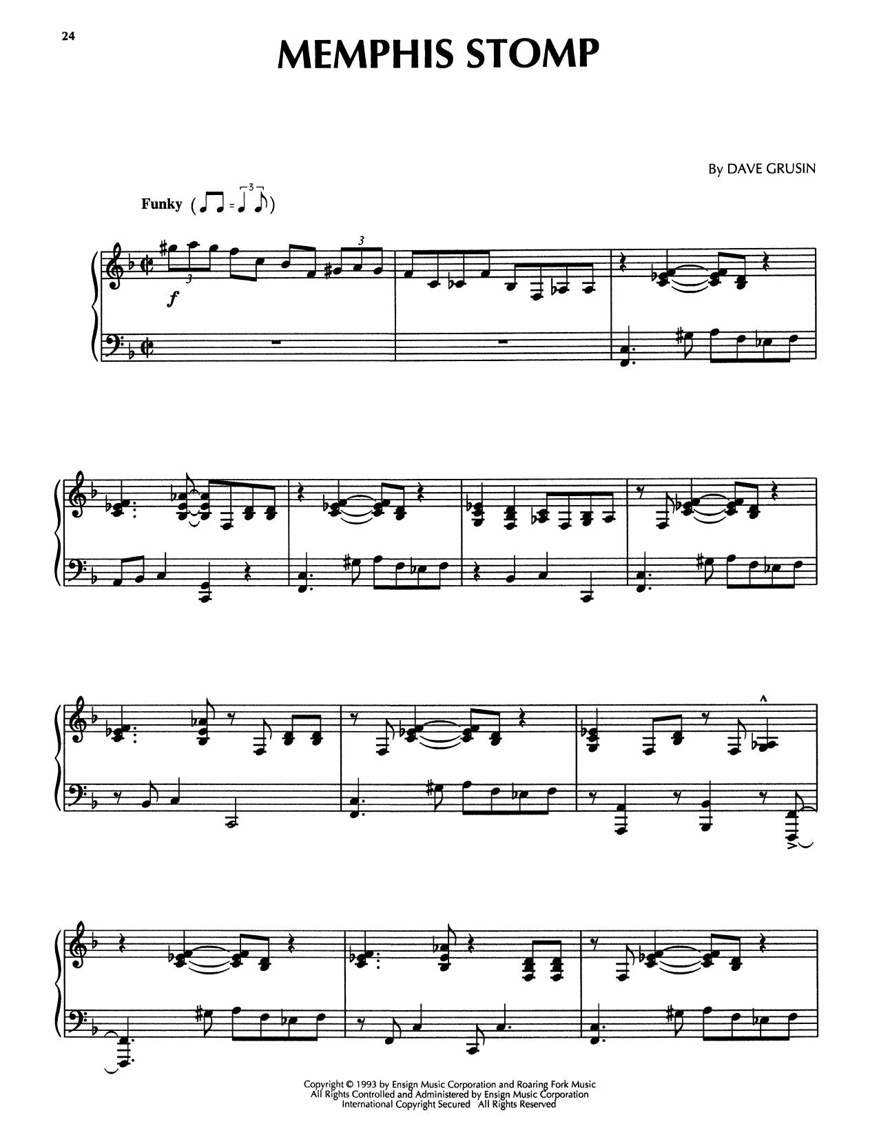 Download Dave Grusin Memphis Stomp (from The Firm) Sheet Music and learn how to play Piano Solo PDF digital score in minutes