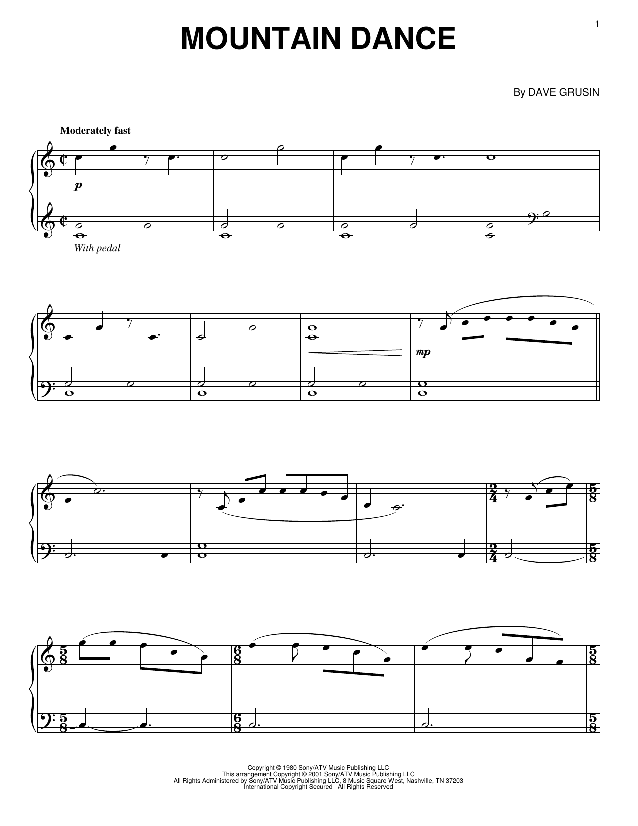 Download Dave Grusin Mountain Dance Sheet Music and learn how to play Piano PDF digital score in minutes
