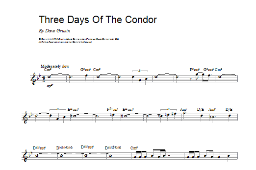 Download Dave Grusin Three Days Of The Condor Sheet Music and learn how to play Melody Line & Chords PDF digital score in minutes