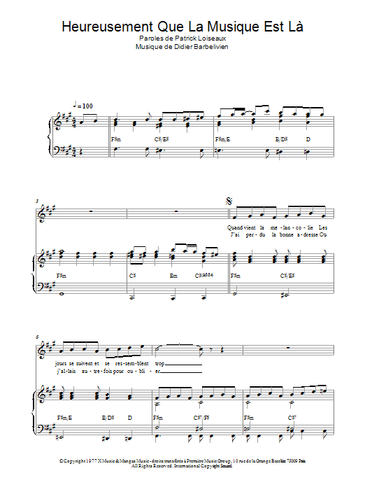 Download Dave Heureusement Que La Musique Est La Sheet Music and learn how to play Piano & Vocal PDF digital score in minutes