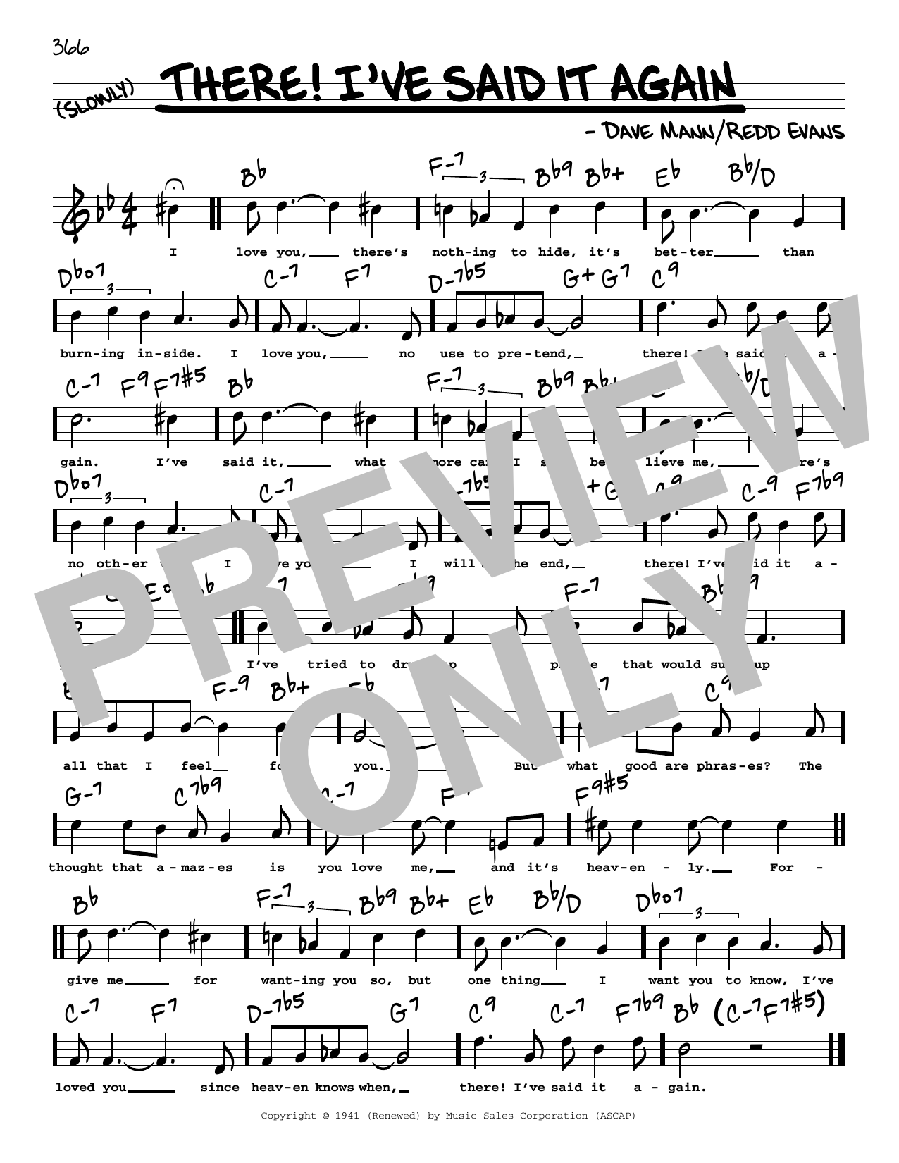 Download Dave Mann There! I've Said It Again (High Voice) Sheet Music and learn how to play Real Book – Melody, Lyrics & Chords PDF digital score in minutes