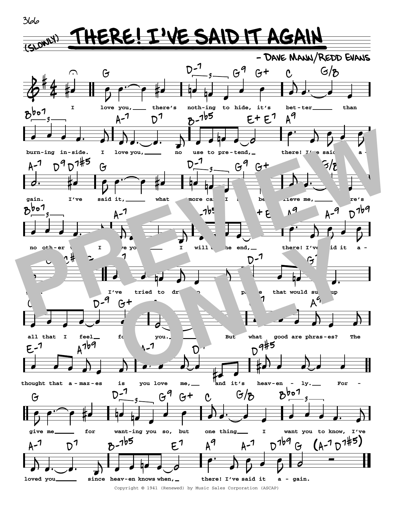 Download Dave Mann There! I've Said It Again (Low Voice) Sheet Music and learn how to play Real Book – Melody, Lyrics & Chords PDF digital score in minutes