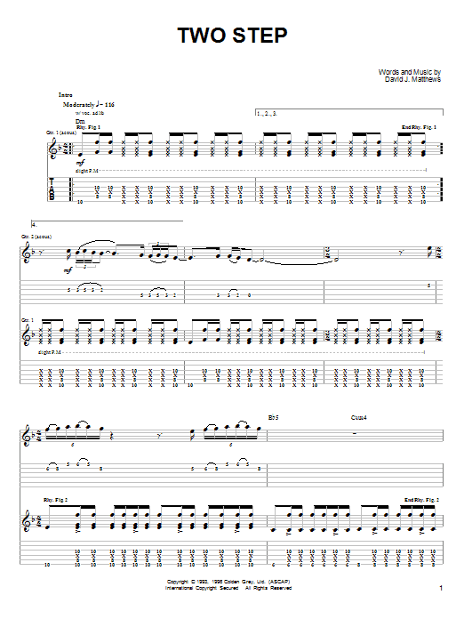 Download Dave Matthews & Tim Reynolds Two Step Sheet Music and learn how to play Guitar Tab PDF digital score in minutes