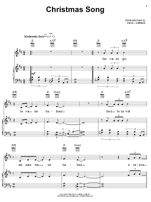 Download Dave Matthews Band Christmas Song Sheet Music and learn how to play Guitar Tab PDF digital score in minutes