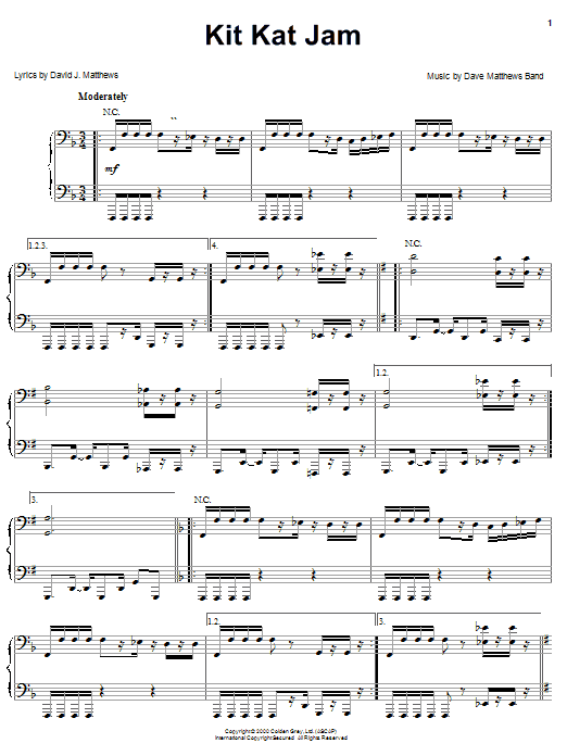 Download Dave Matthews Band Kit Kat Jam Sheet Music and learn how to play Piano PDF digital score in minutes