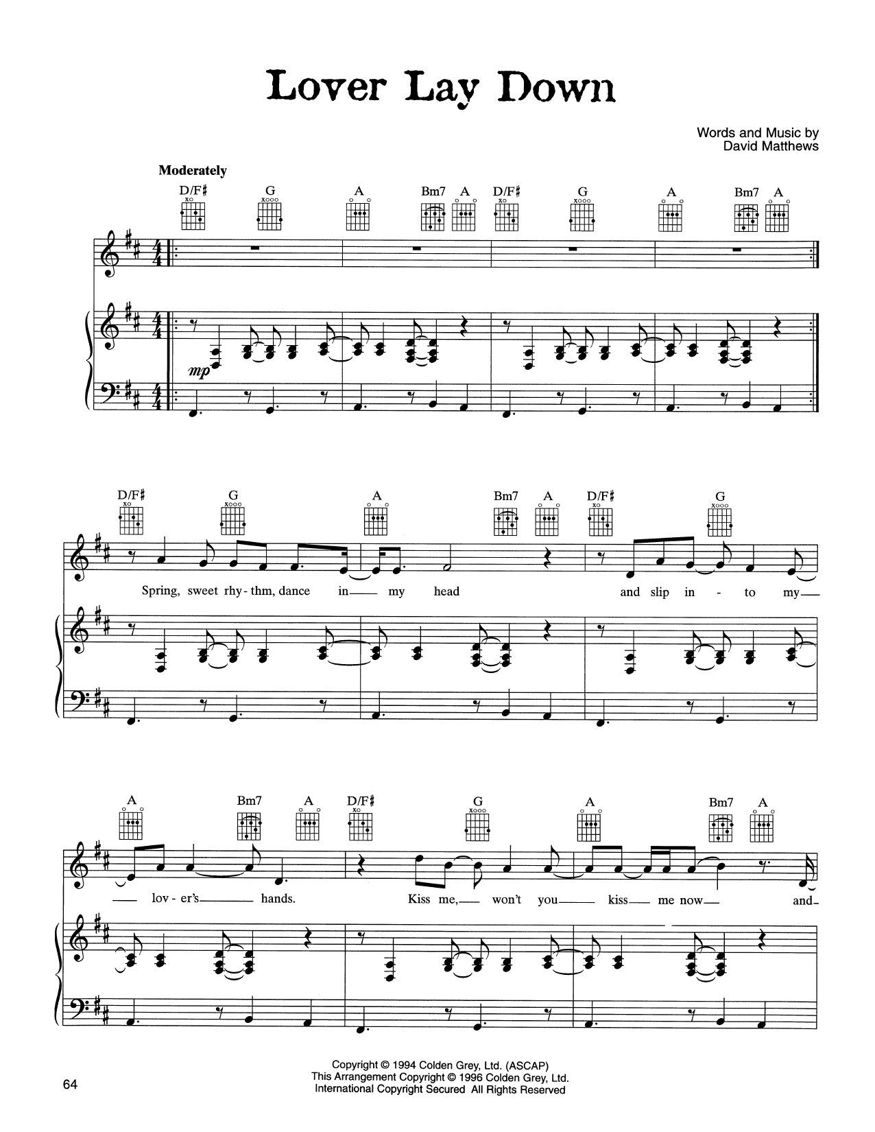 Download Dave Matthews Band Lover Lay Down Sheet Music and learn how to play Guitar Tab PDF digital score in minutes