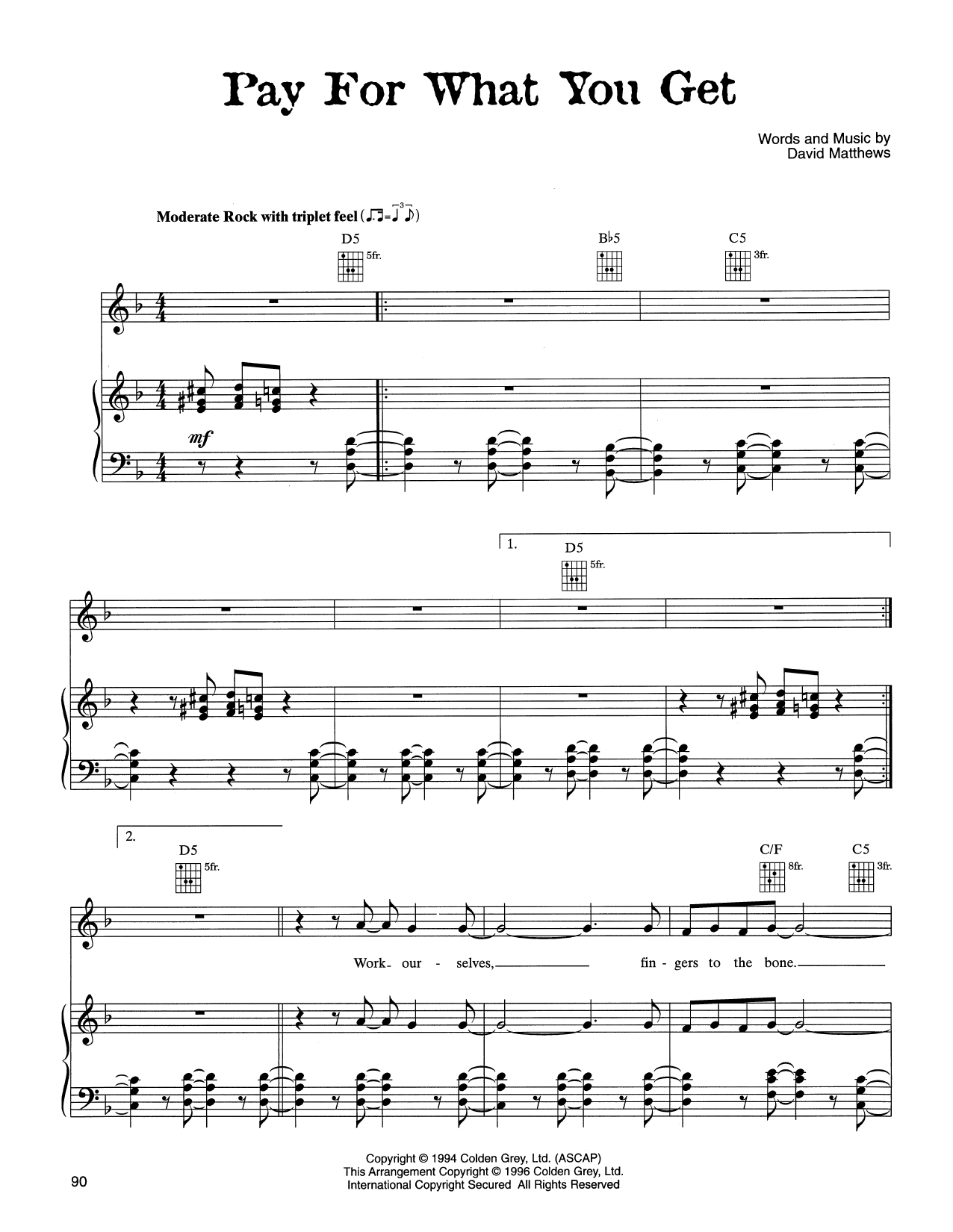 Download Dave Matthews Band Pay For What You Get Sheet Music and learn how to play Guitar Tab PDF digital score in minutes