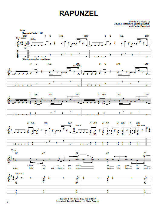 Download Dave Matthews Band Rapunzel Sheet Music and learn how to play Easy Guitar PDF digital score in minutes