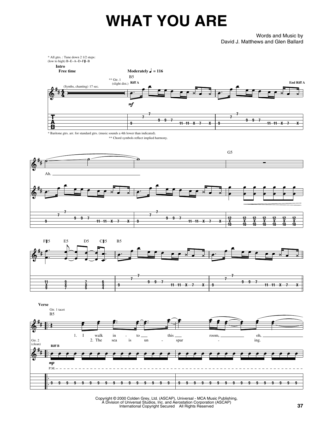 Download Dave Matthews Band What You Are Sheet Music and learn how to play Guitar Tab PDF digital score in minutes
