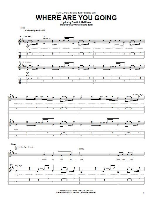 Download Dave Matthews Band Where Are You Going Sheet Music and learn how to play Easy Guitar PDF digital score in minutes