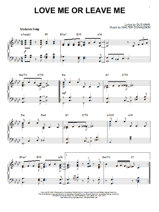 Download Dave Pell Love Me Or Leave Me Sheet Music and learn how to play Piano PDF digital score in minutes