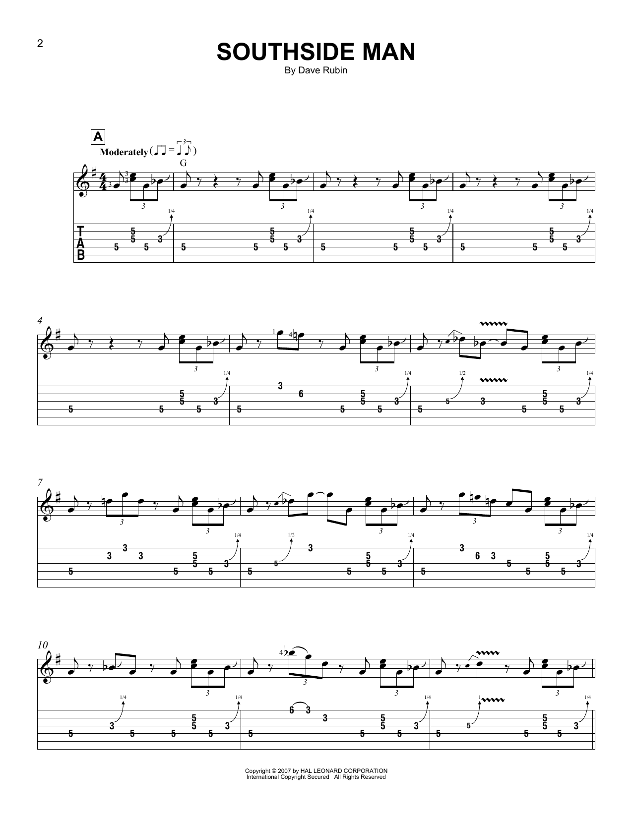 Download Dave Rubin Southside Man Sheet Music and learn how to play Easy Guitar Tab PDF digital score in minutes