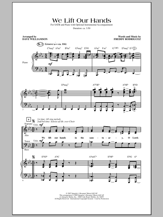 Download Dave Williamson We Lift Our Hands Sheet Music and learn how to play SATB Choir PDF digital score in minutes