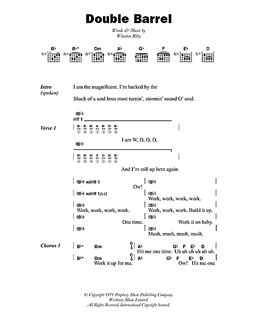 Download Dave & Ansell Collins Double Barrel Sheet Music and learn how to play Lyrics & Chords PDF digital score in minutes