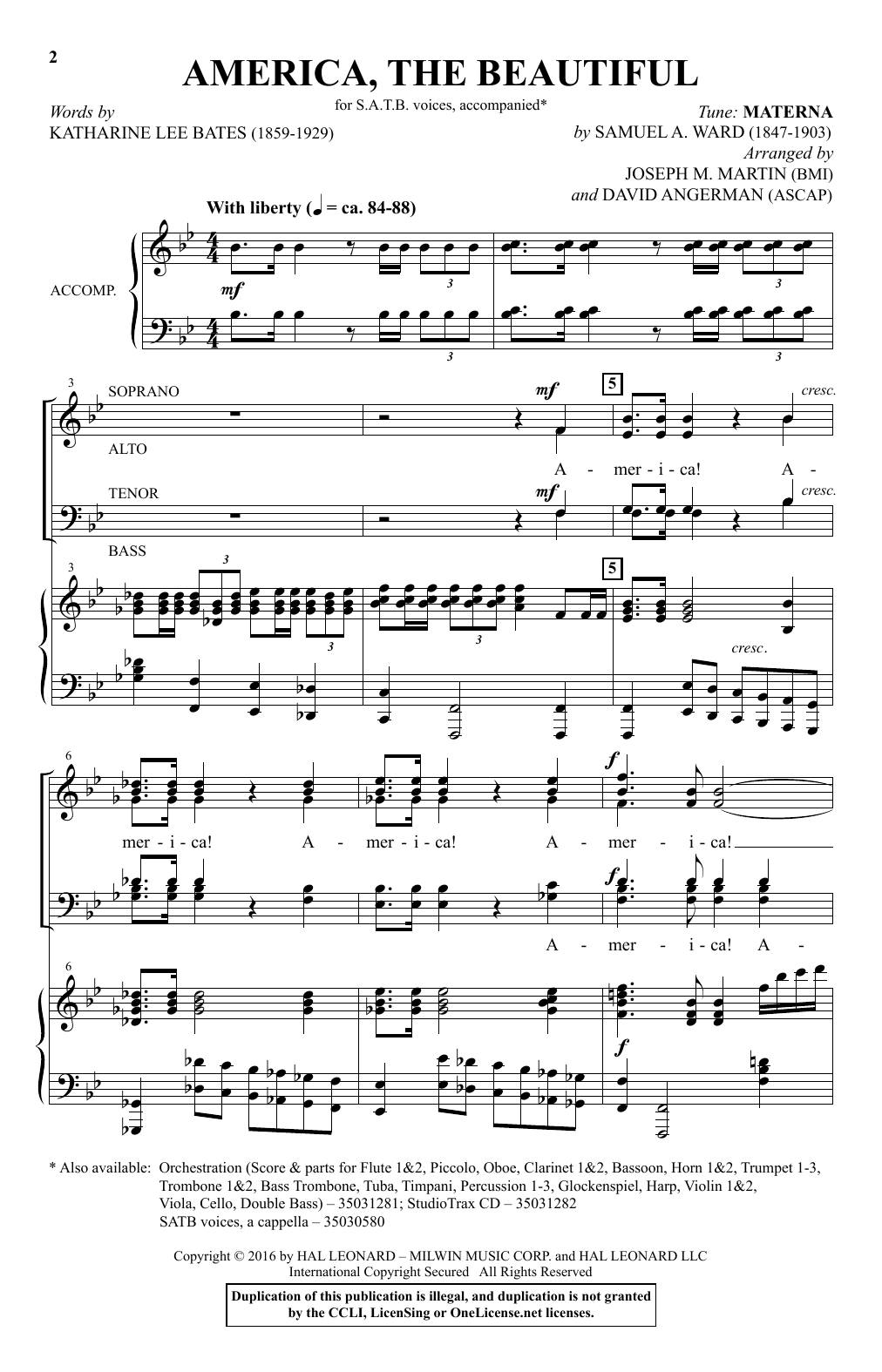 Download David Angerman America, The Beautiful - Festival Edition Sheet Music and learn how to play SATB PDF digital score in minutes