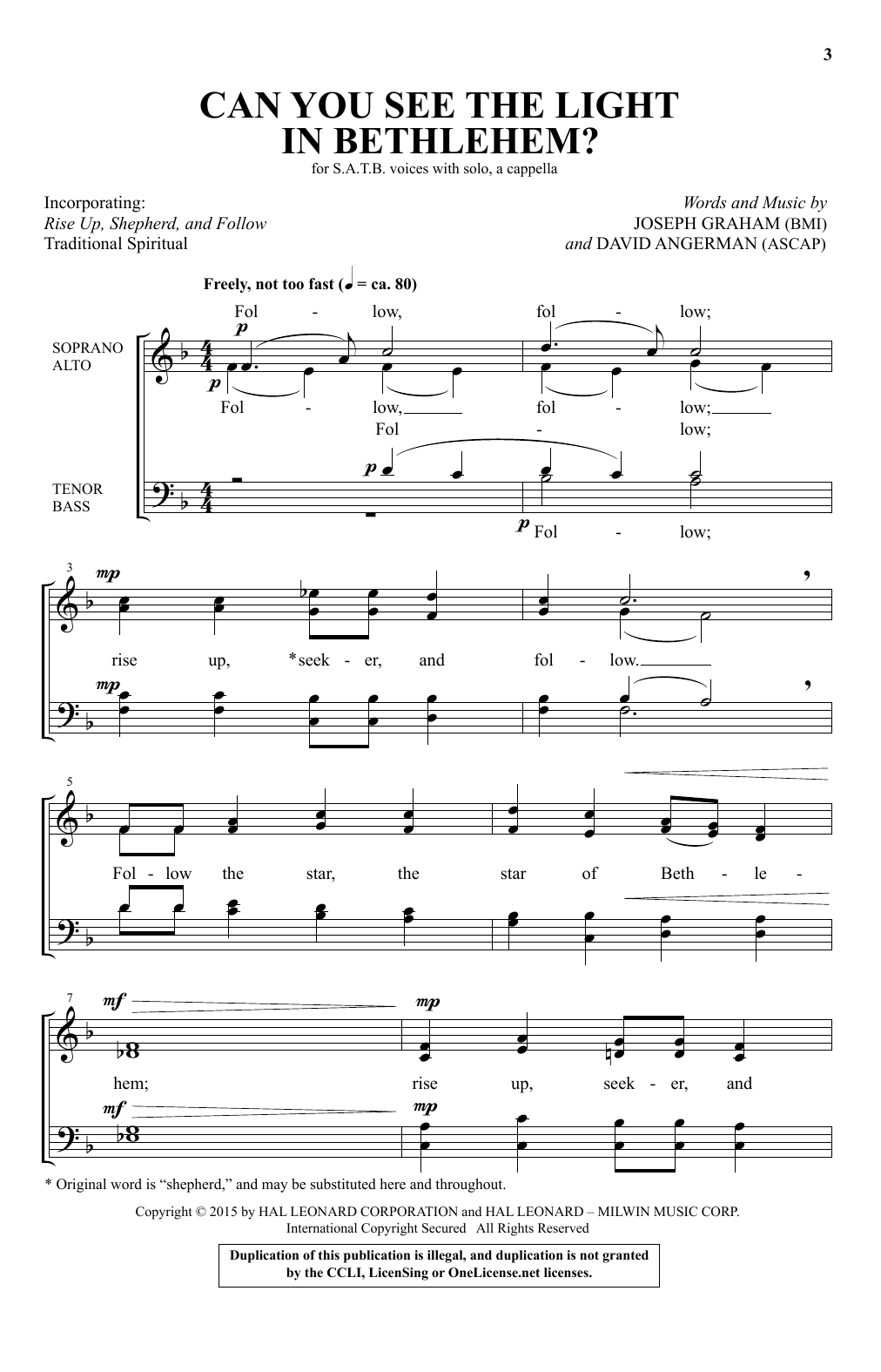 Download David Angerman Can You See The Light In Bethlehem? Sheet Music and learn how to play SATB PDF digital score in minutes