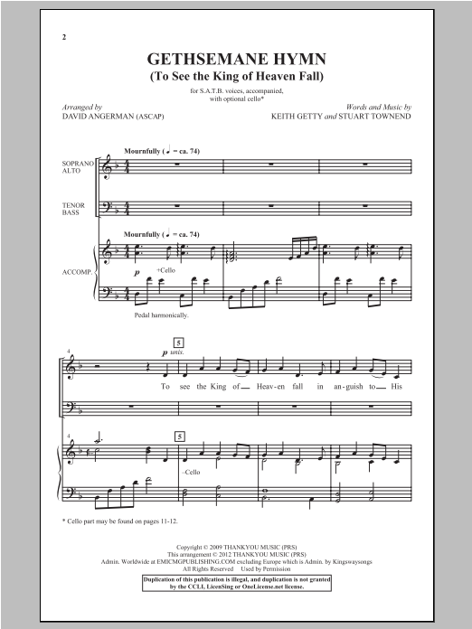 Download David Angerman Gethsemane Hymn Sheet Music and learn how to play SATB PDF digital score in minutes