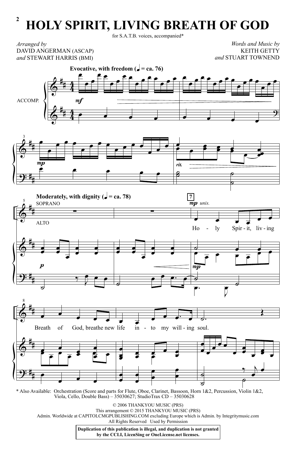 Download Keith & Kristyn Getty Holy Spirit, Living Breath Of God (arr. David Angerman) Sheet Music and learn how to play SATB PDF digital score in minutes