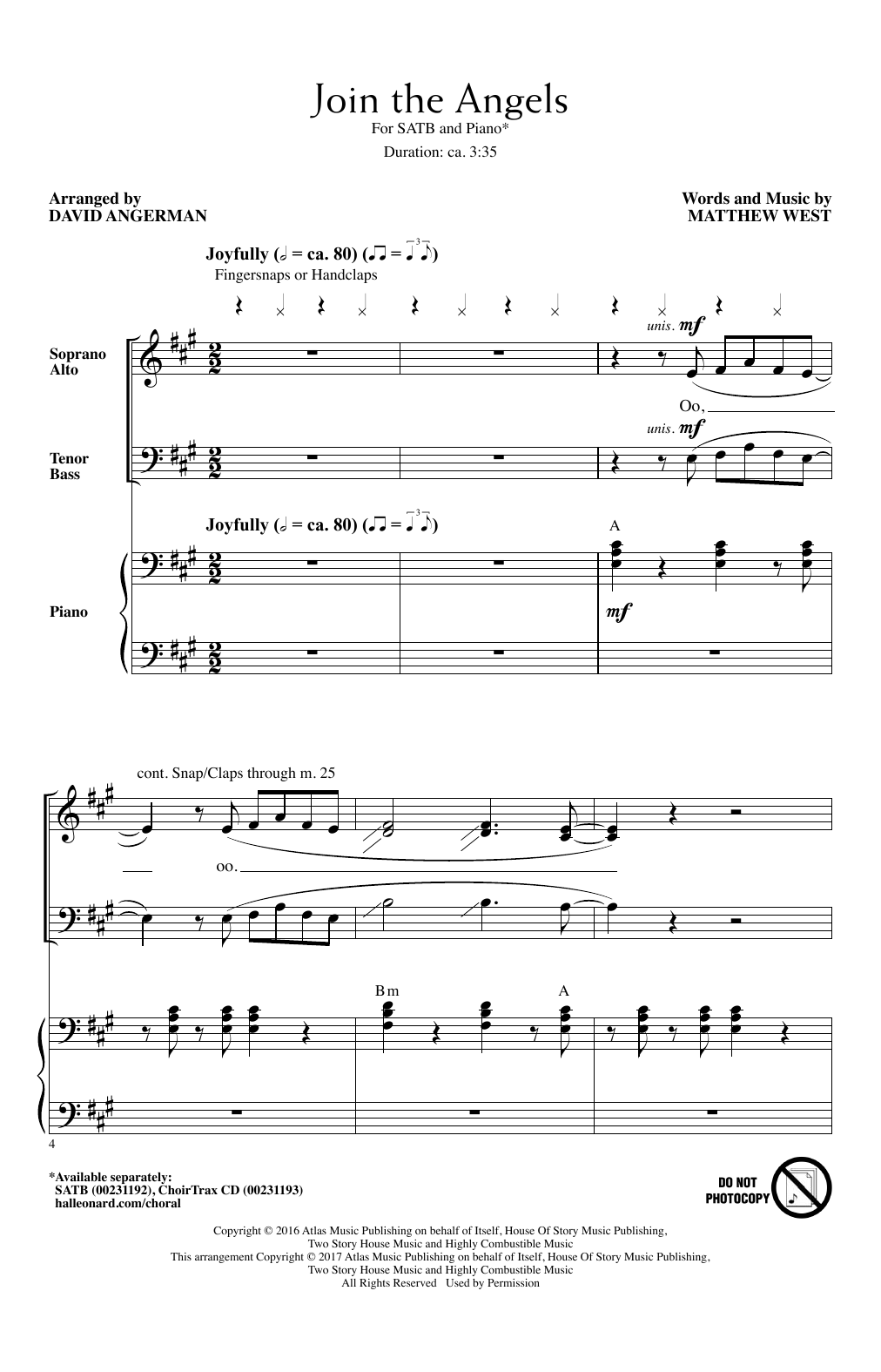 Download David Angerman Join The Angels Sheet Music and learn how to play SATB PDF digital score in minutes