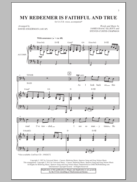 Download James Isaac Elliott My Redeemer Is Faithful And True (arr. David Angerman) Sheet Music and learn how to play SATB PDF digital score in minutes